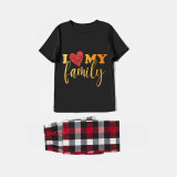 Family Matching Pajamas Exclusive Design I Love My Family Black Pajamas Set
