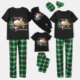 Christmas Matching Family Pajamas Merry Christmas Lying Sloths Black Short Pajamas Set
