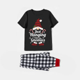 Christmas Matching Family Pajamas Plaids Hat Hanging with My Gnomies Black Short Pajamas Set