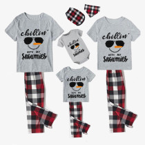 Christmas Matching Family Pajamas Chillin with Snowmies Gray Short Pajamas Set