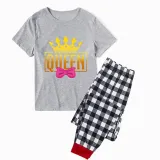 Family Matching Pajamas Exclusive Design King Prince Princess Queen Gray Short Long Pajamas Set