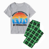 Family Matching Pajamas Exclusive Design Easily Distracted By Penguin Green Plaid Pants Pajamas Set