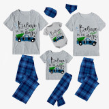 Christmas Matching Family Pajamas Belive In the Magic Truck Short Blue Plaids Pajamas Set