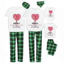 Family Matching Pajamas Exclusive Design Family Over Everthing Tree Green Plaid Pants Pajamas Set
