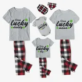 Family Matching Pajamas Exclusive Design One Lucky Gray Short Long Pajamas Set