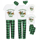 Christmas Matching Family Pajamas Dachshund Through The Snow Short Sleeve Geen Plaids Pajamas Set