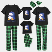 Family Matching Pajamas Exclusive Design Lazy Day Black Pajamas Set