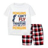 Family Matching Pajamas Exclusive Design Penguins Can't Fly I Can't Fly Therefore I Am A Penguin White Short Pajamas Set