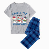 Christmas Matching Family Pajamas Chillin with Three Snowmies Gray Short Pajamas Set