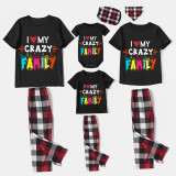 Family Matching Pajamas Exclusive Design I Love My Crazy Family Black Pajamas Set