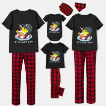 Family Matching Pajamas Exclusive Design It's Lazy Day Black And Red Plaid Pants Pajamas Set