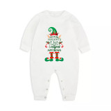 Christmas Matching Family Pajamas Naughty List Elf White Top Green Plaids Pajamas Set