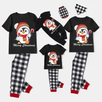Christmas Matching Family Pajamas Merry Christmas Hat Penguin Balck Short Pajamas Set
