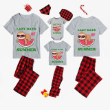 Family Matching Pajamas Exclusive Design Lazy Days Of Summer Gray Short Long Pajamas Set