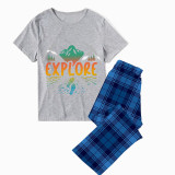 Family Matching Pajamas Exclusive Design Explore Blue Plaid Pants Pajamas Set
