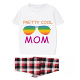 Family Matching Pajamas Exclusive Design Pretty Cool Sunglasses White Short Long Pajamas Set