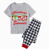Christmas Matching Family Pajamas Holiday Christmas Summer Short Gray Pajamas Set