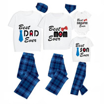 Family Matching Pajamas Exclusive Design Best One Ever Blue Plaid Pants Pajamas Set
