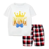 Family Matching Pajamas Exclusive Design King Prince Princess Queen White Short Pajamas Set
