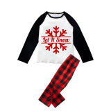 Christmas Matching Family Pajamas Let It Snow Snowman Plaids Pants Pajamas Set