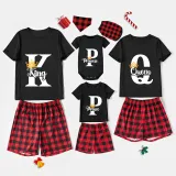 Family Matching Pajamas Exclusive Design King Prince Princess Queen Black And Red Plaid Pants Pajamas Set