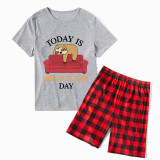 Family Matching Pajamas Exclusive Design Today Is Laying On The Couch Day White Short Pajamas Set
