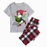 Christmas Matching Family Pajamas Merry Christmas Skating Penguin Gray Short Pajamas Set