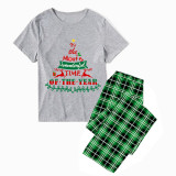 Christmas Matching Family Pajamas It's The Most Wonderful Time of The Year Reindeer Green Plaids Pajamas Set