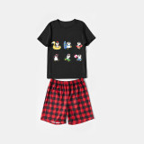 Family Matching Pajamas Exclusive Design Cute Penguins Black And Red Plaid Pants Pajamas Set
