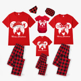 Christmas Matching Family Pajamas Cartoon Mouse With Christmas Hat Red Pajamas Set