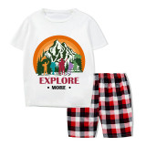 Family Matching Pajamas Exclusive Design Explore More Mountains White Short Pajamas Set
