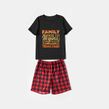 Family Matching Pajamas Exclusive Design Family Where Life Begins And Love Never Ends Black And Red Plaid Pants Pajamas Set