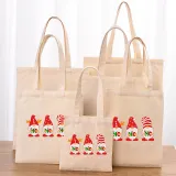 Christmas Eco Friendly HO HO HO Gnomies Handle Canvas Tote Bag
