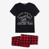 Family Matching Pajamas Exclusive Design Extreme Adventure Explore More Black And Red Plaid Pants Pajamas Set