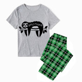 Family Matching Pajamas Exclusive Design Sloth Green Plaid Pants Pajamas Set