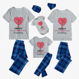 Family Matching Pajamas Exclusive Design Family Over Everthing Tree Blue Plaid Pants Pajamas Set