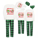 Christmas Matching Family Pajamas Holiday Christmas Summer Green Plaids Pajamas Set