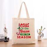 Christmas Eco Friendly Jesus is The Reason for Season Handle Canvas Tote Bag