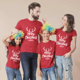 Family Matching Christmas Tops Exclusive Design Luminous 2023 Christmas Antler Family Christmas T-shirt