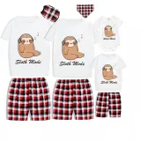Family Matching Pajamas Exclusive Design Sloth Mode White Short Pajamas Set