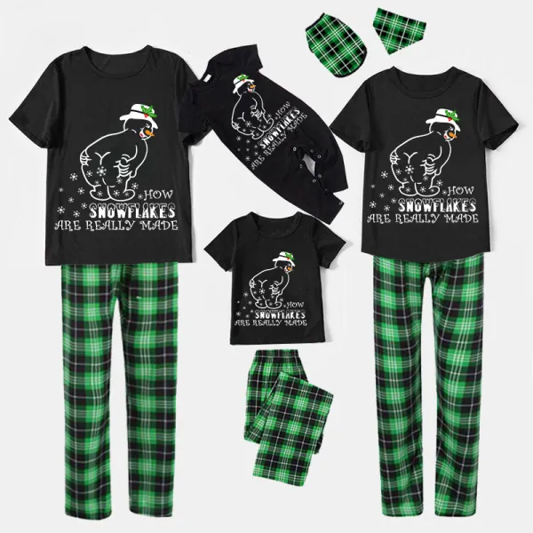 Christmas Matching Family Pajamas Funny Snowman How Snwflake Are Really Made Black Short Pajamas Set