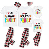 Family Matching Pajamas Exclusive Design I Love My Crazy Family White Short Long Pajamas Set