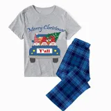 Christmas Matching Family Pajamas Merry Cristmas Y'll Gnomies Car Gray Short Pajamas Set
