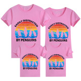 Family Matching Clothing Top Parent-kids Easily Distracted By Penguin Family T-shirts