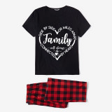 Family Matching Pajamas Exclusive Design Side By Side Or Miles Apart Family Will Always Be Connected By Heart Black And Red Plaid Pants Pajamas Set