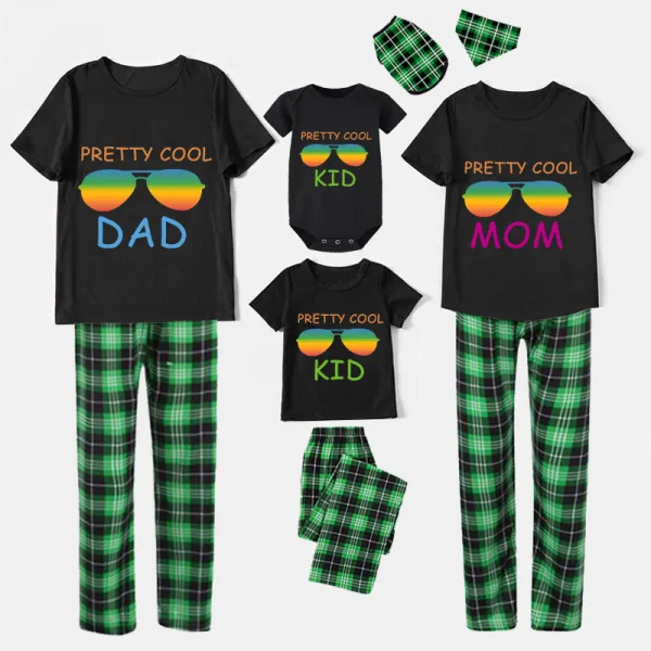 Family Matching Pajamas Exclusive Design Pretty Cool Sunglasses Black Pajamas Set