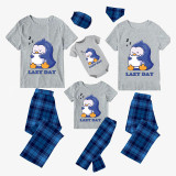 Family Matching Pajamas Exclusive Design Lazy Day Blue Plaid Pants Pajamas Set