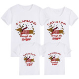 Family Matching Christmas Tops Exclusive Design Dachshund Through The Snow Family Christmas T-shirt