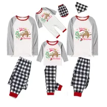 Christmas Matching Family Pajamas Merry Christmas Lying Sloths White Top Pajamas Set