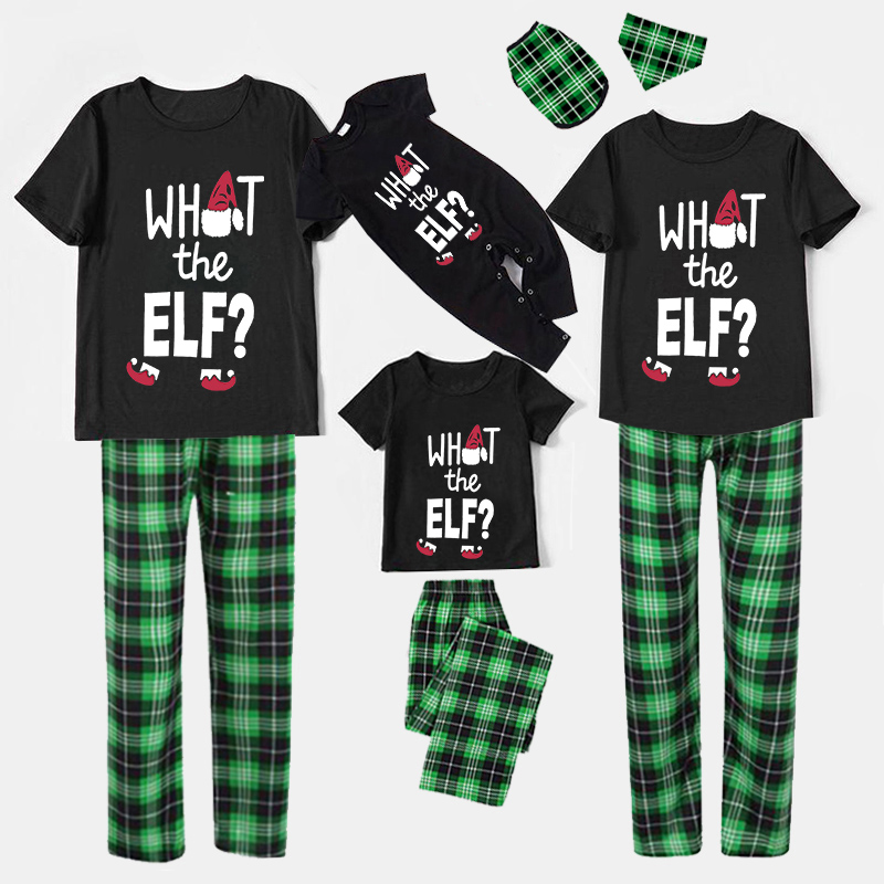 Christmas Matching Family Pajamas What The Elf Black Short Pajamas Set